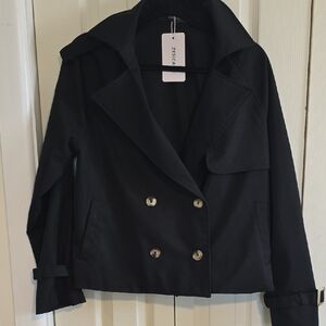 Zesica Women's Cropped Black Pea Coat Size Small